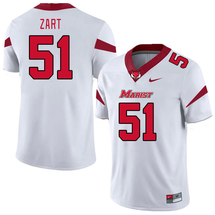 Men-Youth #51 Max Zart Marist Red Foxes 2023 College Football Jerseys Stitched-White
